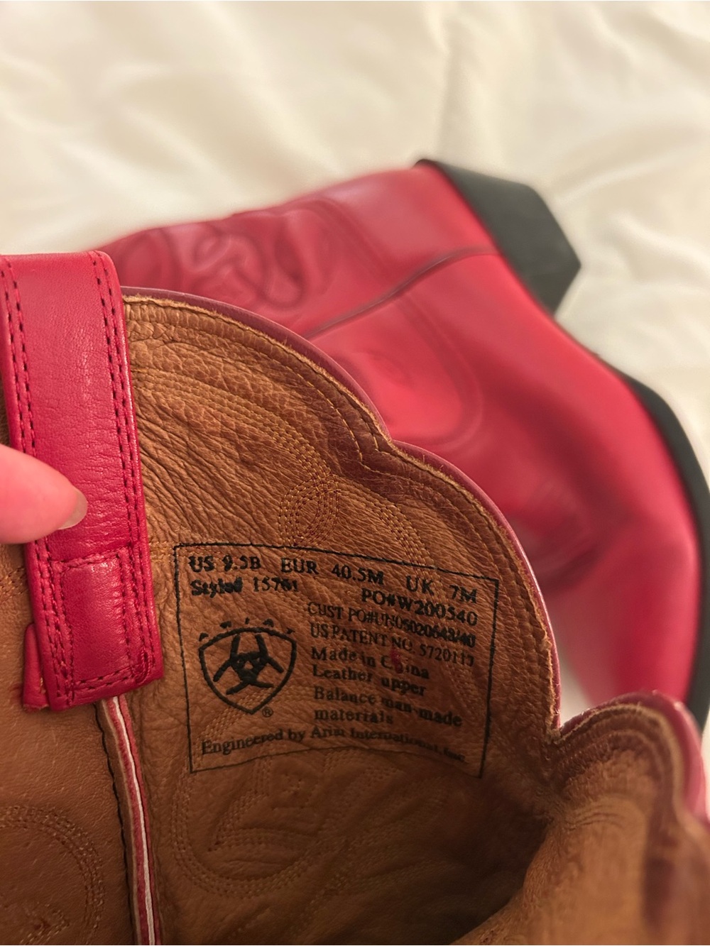 Red Ariat Women’s Cowboy Boots - Embroidered Mid-Calf Style - Picture 5 of 11